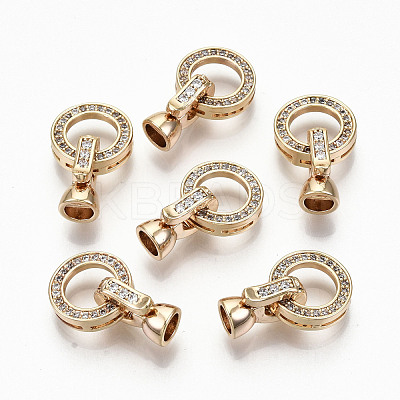 Brass Micro Pave Clear Cubic Zirconia Fold Over Clasps RJEW-T063-24G-NF-1