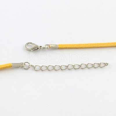 2mm Faux Suede Cord Necklace Making with Iron Chains & Lobster Claw Clasps NCOR-R029-M-1
