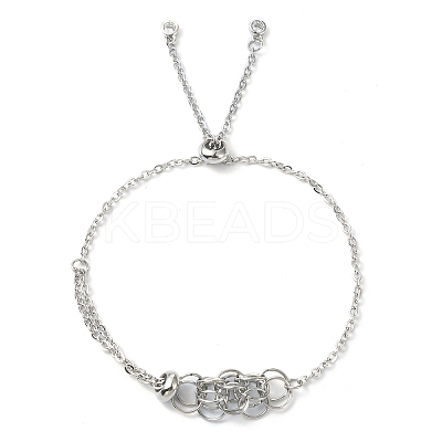 Natural Lapis Lazuli Bullet Link Slider Bracelets BJEW-JB09901-03-1