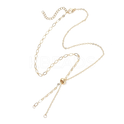 Brass Mixed Chain Slider Necklace Making AJEW-JB01563-01-1