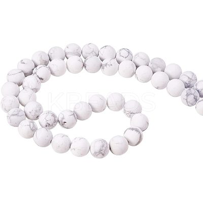 Frosted Natural Howlite Bead Strands G-PH0028-8mm-01-1