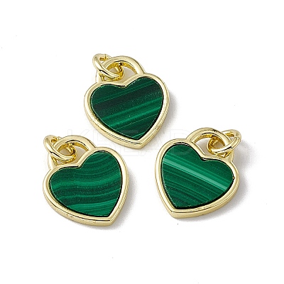 Natural Malachite Heart Charms G-G977-05G-04-1