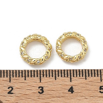 Brass Clear Cubic Zirconia European Beads KK-D228-10G-1