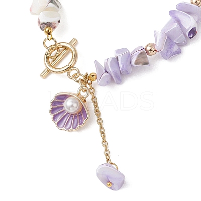 Dyed Natural Trochid Shell/Trochus Shell Chips Beaded Bracelets for Women BJEW-JB13130-01-1