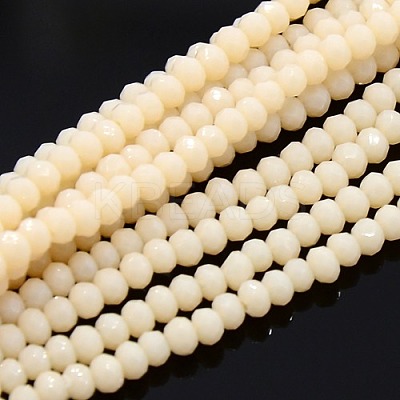 Opaque Solid Color Crystal Glass Faceted Rondelle Beads Strands GLAA-F025-A01-1