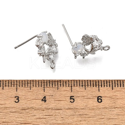 Brass with Cubic Zirconia Stud Earring Finding LS-KK-Q048-20P-1