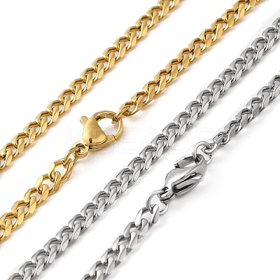 Ion Plating(IP) 304 Stainless Steel Cuban Link Chain Necklace for Men Women NJEW-C013-02G-1