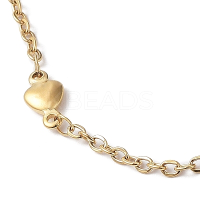 Ion Plating(IP) 304 Stainless Steel Heart Link Chain Necklace NJEW-K249-09G-1