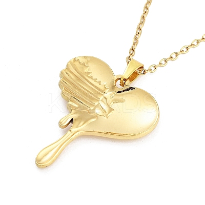 Melting Heart 304 Stainless Steel Pendant Necklaces NJEW-G083-02C-G-1