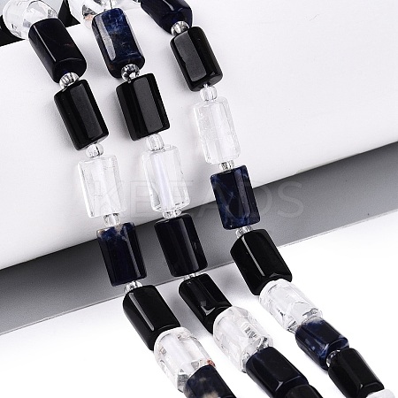 Natural Obsidian & Sodalite & Quartz Crystal Beads Strands G-Q614-01A-07-1