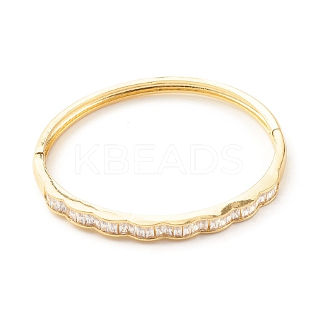 Clear Cubic Zirconia Wave Hinged Bangle BJEW-B054-17G-1