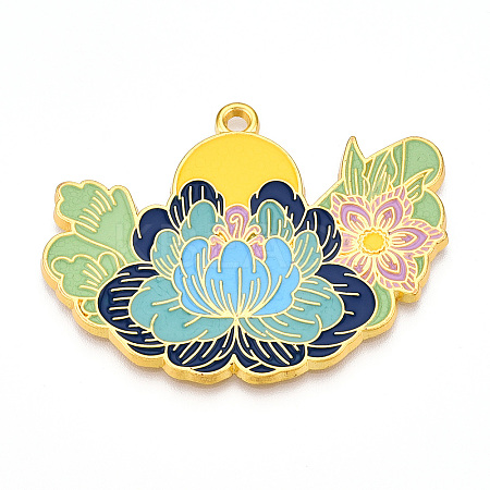 Rack Plating Alloy Enamel Big Pendants ENAM-N056-395D-G-1