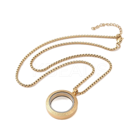 PVD Vacuum Plating 304 Stainless Steel Ring Pendant Necklaces NJEW-N055-22A-G-1