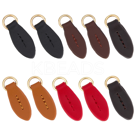 10Pcs 5 Colors Cattlehide Zipper Heads PURS-CL0001-19A-1