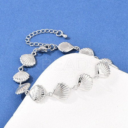 Starfish/Shell Shape/Cowrie Shell Shape Brass Link Chain Bracelets for Women BJEW-K248-07C-P-1