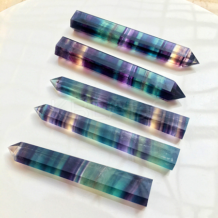 Natural Colorful Fluorite Pointed Prism Bar Home Display Decoration G-PW0007-098A-1