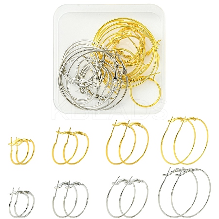24Pcs 8 Styles Iron Huggie Hoop Earring Findings IFIN-YW0003-61-1