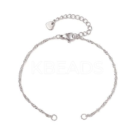 304 Stainless Steel Singapore Chain Bracelet Making AJEW-JB01306-02-1