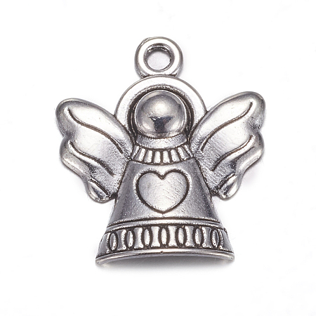 Tibetan Style Antique Silver Angel Pendants X-TIBEB-A11978-AS-LF-1
