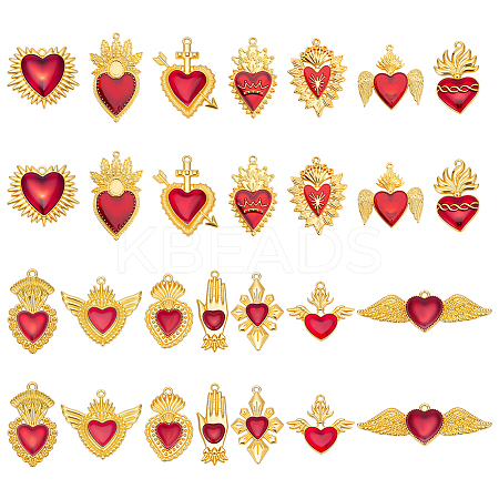 28Pcs 14 Styles DIY Heart Jewelry Making Findings Kits FIND-ME0001-88-1