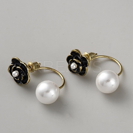 Alloy Flower Stud Earrings EJEW-WH0816-010G-A-1