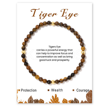 Natural Tiger Eye Beaded Stretch Bracelets for Women WA9993-5-1