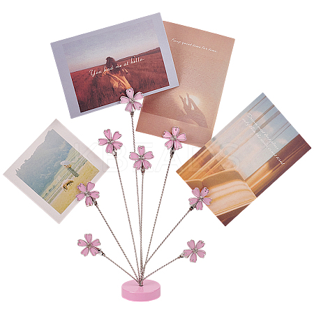 Flower 304 Stainless Steel Pigeon Name Card Holder AJEW-WH0567-64-1