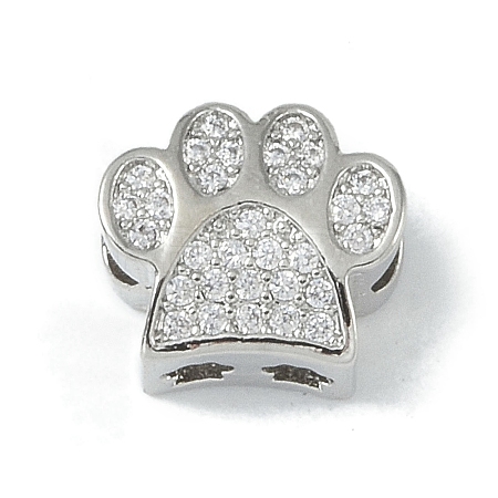Rack Plating Brass Micro Pave Clear Cubic Zirconia Beads KK-A220-03P-1