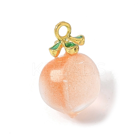 Peach Opaque Resin 3D Fruit Pendants RESI-V002-03C-1