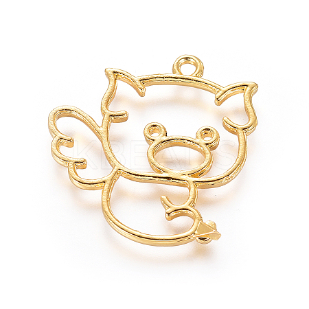 Zinc Alloy Open Back Bezel Pendants PALLOY-E564-03G-1