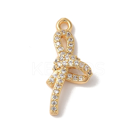 Brass Micro Pave Clear Cubic Zirconia Pendants KK-M294-08G-01-1