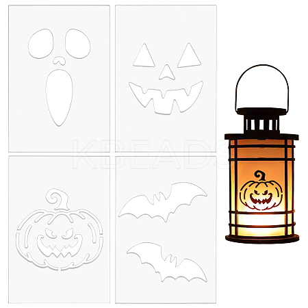 4Pcs Halloween Theme Acrylic Quilting Templates DIY-BC0015-86B-1