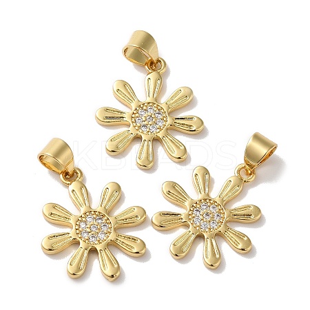 Rack Plating Brass Pave Cubic Zirconia Pendants KK-O142-42G-1
