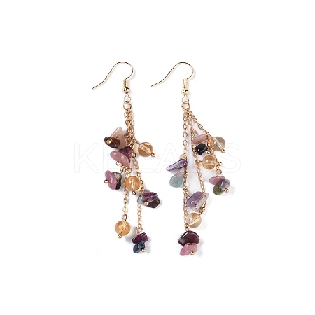 Golden Plated Brass Dangle Earrings EJEW-K275-01G-03-1
