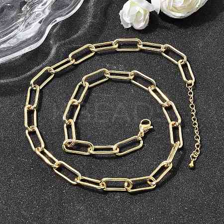 Brass Paperclip Chain Necklaces for Women NJEW-B157-20G-1