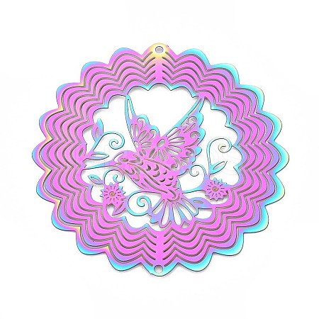 201 Stainless Steel 3D Rotating Hanging Wind Spinner STAS-T064-95-1