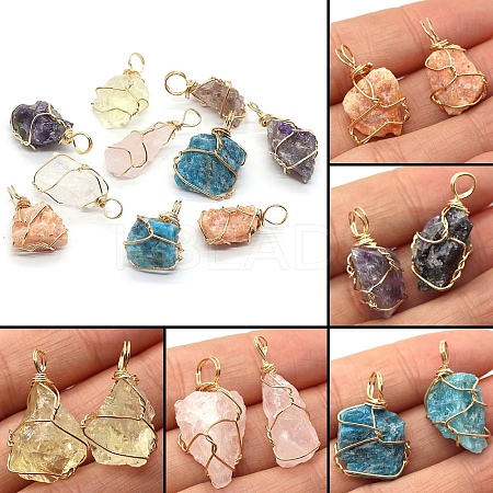 Raw Rough Natural Mixed Gemstone Pendants FIND-PW0020-04-1