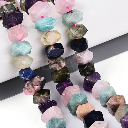 Natural Sodalite & Rhodonite & Prehnite & Amethyst & Rose Quartz & Flower Amazonite & Sunstone Beads Strands G-N358-01A-01-1