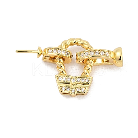 Brass Micro Pave Clear Cubic Zirconia Fold Over Clasps KK-M311-21G-1