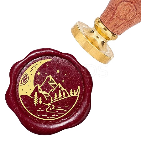 Brass Wax Seal Stamp with Rosewood Handle AJEW-WH0412-0038-1