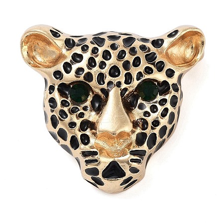 Leopard Black Enamel Pins JEWB-P042-02G-1