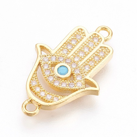 Brass Micro Pave Cubic Zirconia Links ZIRC-O026-18G-NR-1