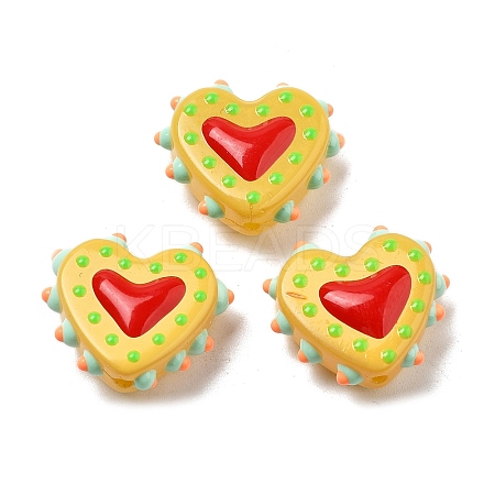 Baking Paint Glass Bumpy Beads Heart X-LAMP-V001-07H-1