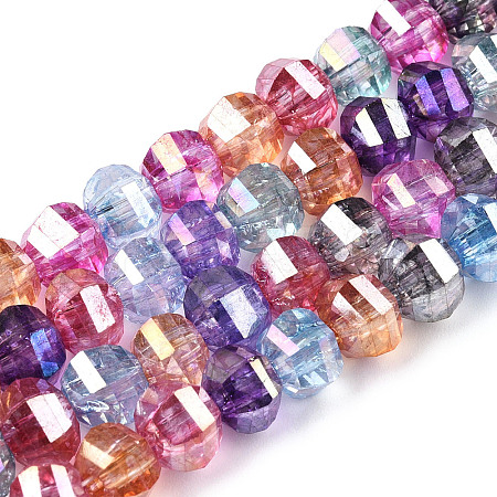 Transparent Electroplate Glass Beads Strands X-EGLA-N006-078I-1