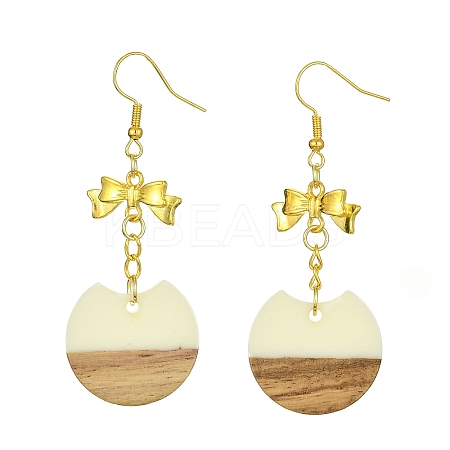 Resin & Walnut Wood Dangle Earrings EJEW-JE05507-04-1