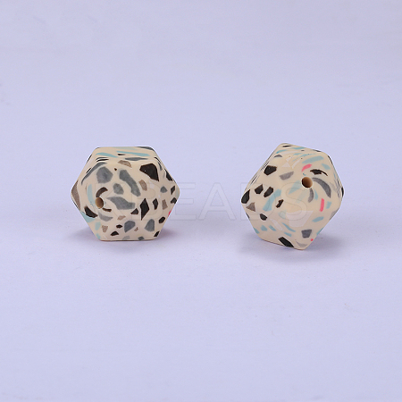 Colorful Pattern Printed Silicone Beads SI-JX0022A-16-1
