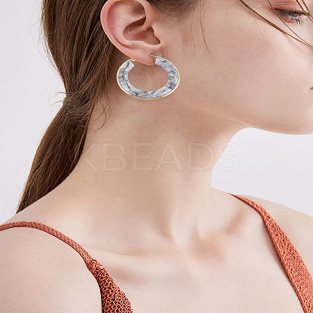 1 Pair 304 Stainless Steel Hoop Earrings For Women EJEW-LP0011-06C-1