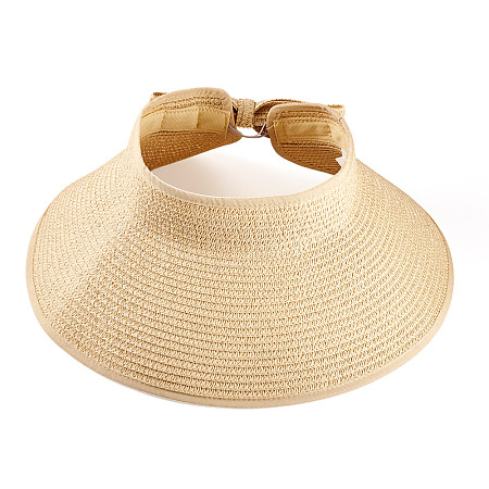 1Pc Women Straw Floppy Wide Brim Sun Hat AJEW-TA0002-59A-1