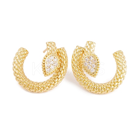 Rack Plating Brass Cubic Zirconia Stud Earrings EJEW-S219-07G-1