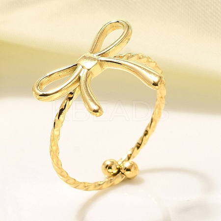 304 Stainless Steel Open Cuff Ring for Women LS-RJEW-B109-01G-02-1